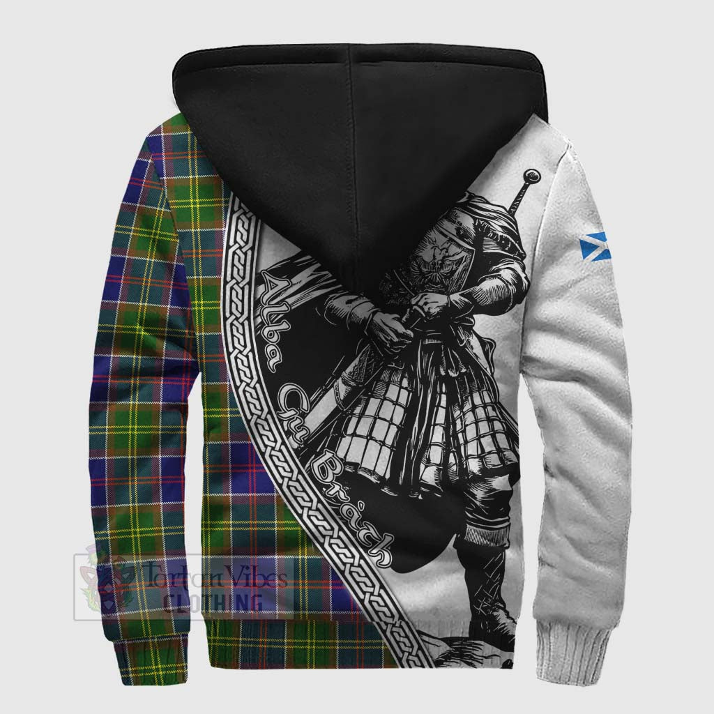 Whitefoord Tartan Clan Crest Sherpa Hoodie with Highlander Warrior Celtic Style - Tartan Vibes Clothing