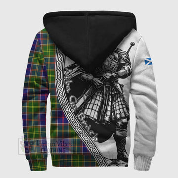Whitefoord Tartan Clan Crest Sherpa Hoodie with Highlander Warrior Celtic Style - Tartan Vibes Clothing