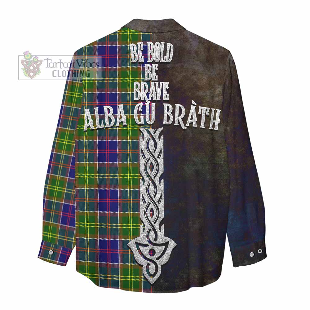 Tartan Vibes Clothing Whitefoord Tartan Family Crest Women's Casual Shirt Alba Gu Brath Be Brave Lion Ancient Style