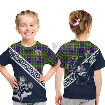 Whitefoord Tartan Kid T-Shirt Featuring Thistle and Scotland Map - Tartan Vibes Clothing
