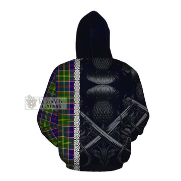 Whitefoord Tartan Cotton Hoodie with Family Crest Cross Sword Thistle Celtic Vibes Pullover Hoodie - Tartan Vibes Clothing