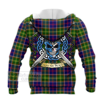 Whitefoord Tartan Knitted Hoodie with Family Crest Celtic Skull Style - Tartan Vibes Clothing