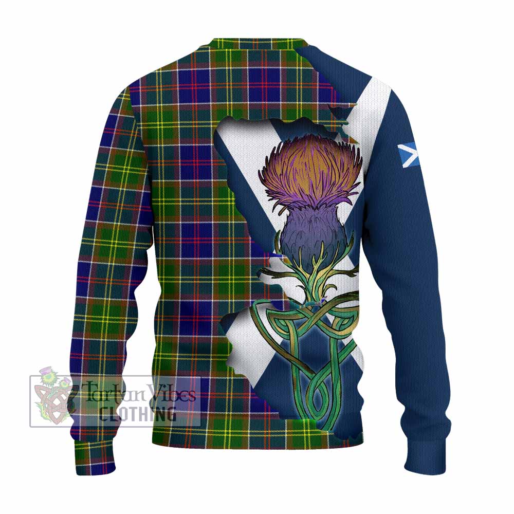 Tartan Vibes Clothing Whitefoord Tartan Family Crest Knitted Sweater Scottish Thistle Celtic Inspired