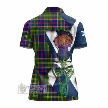 Tartan Vibes Clothing Whitefoord Tartan Family Crest Women's Polo Shirt Scottish Thistle Celtic Inspired