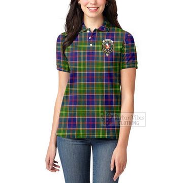 Whitefoord Tartan Women's Polo Shirt with Family Crest and Bearded Skull Holding Bottles of Whiskey - Tartan Vibes Clothing
