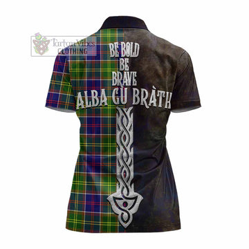 Whitefoord Tartan Family Crest Women's Polo Shirt Alba Gu Brath Be Brave Lion Ancient Style - Tartan Vibes Clothing