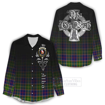 Whitefoord Tartan Women's Casual Shirt Featuring Alba Gu Brath Family Crest Celtic Inspired - Tartan Vibes Clothing