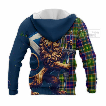 Whitefoord Tartan Family Crest Knitted Hoodie with Scottish Majestic Lion - Tartan Vibes Clothing