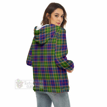 Whitefoord Tartan Women's Borg Fleece Hoodie with Half Zip with Family Crest