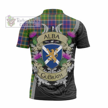 Whitefoord Tartan Family Crest Zipper Polo Shirt Lion Rampant Royal Thistle Shield Celtic Inspired - Tartan Vibes Clothing