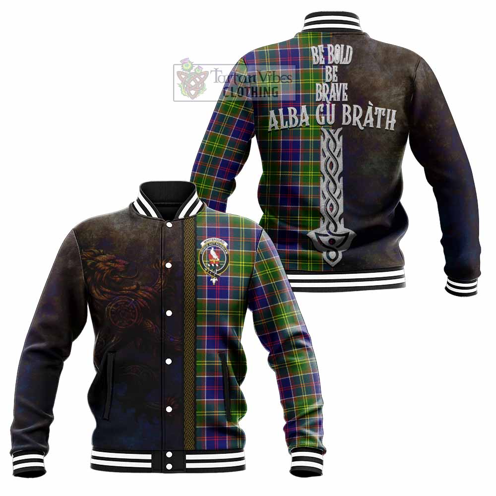 Whitefoord Tartan Family Crest Baseball Jacket Alba Gu Brath Be Brave Lion Ancient Style - Tartan Vibes Clothing