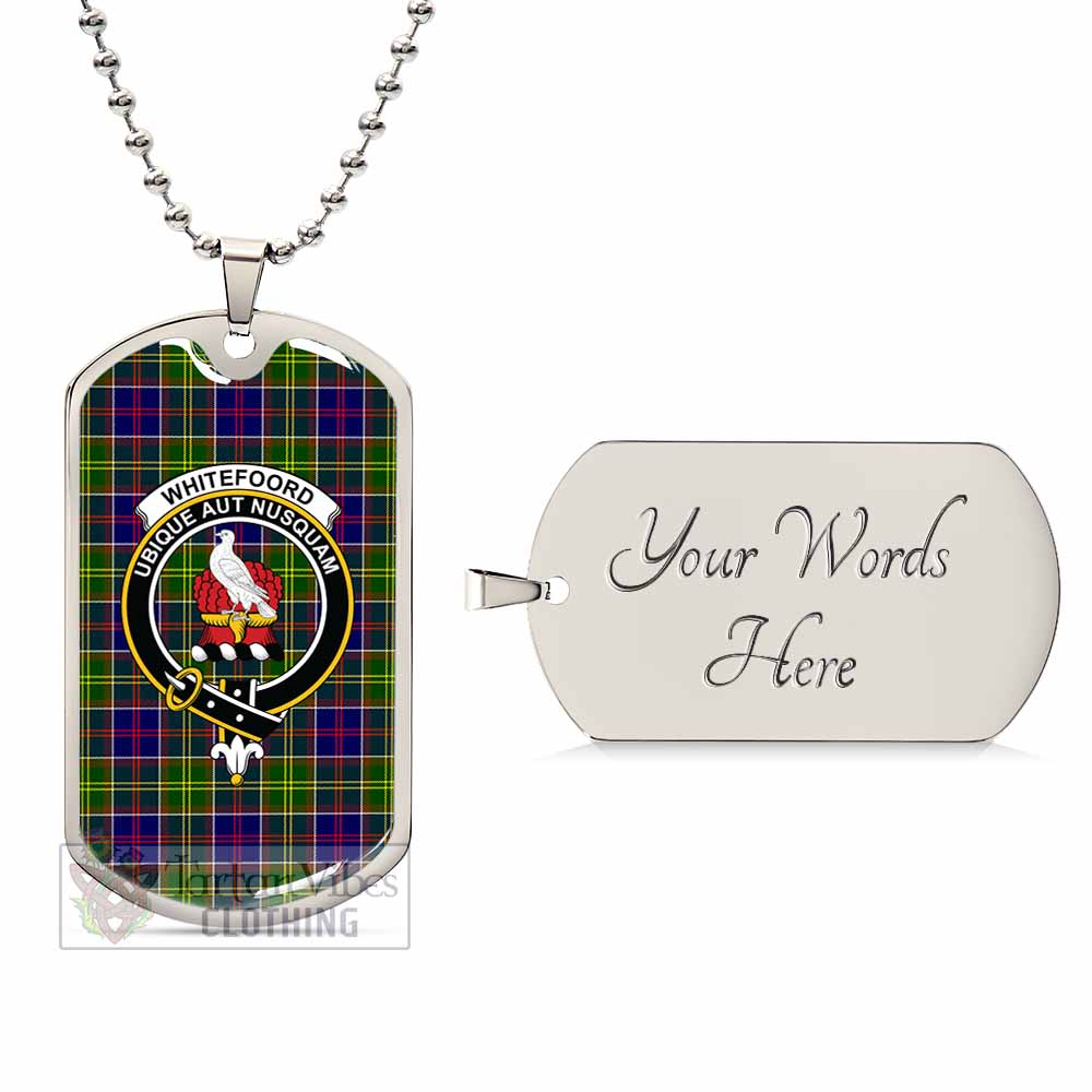 Whitefoord Tartan Dog Tag Necklace with Family Crest Silver Yes - Tartan Vibes Clothing