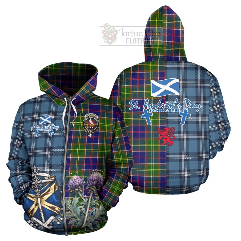 Whitefoord Tartan Hoodie Happy St. Andrew's Day Half Tartan Style - Tartan Vibes Clothing