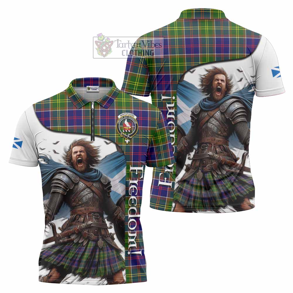 Tartan Vibes Clothing Whitefoord Crest Tartan Zipper Polo Shirt Inspired by the Freedom of Scottish Warrior