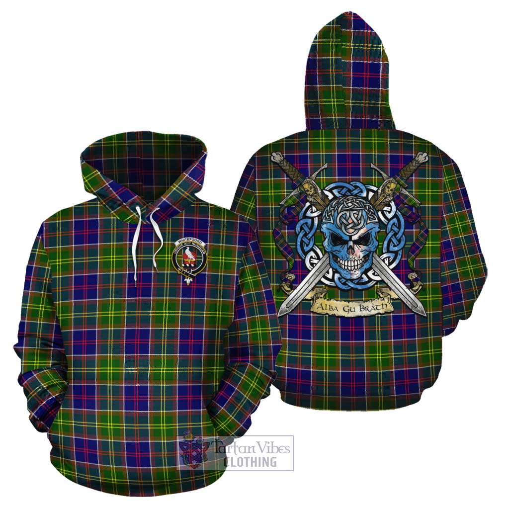 Whitefoord Tartan Cotton Hoodie with Family Crest Celtic Skull Style Zip Hoodie - Tartan Vibes Clothing