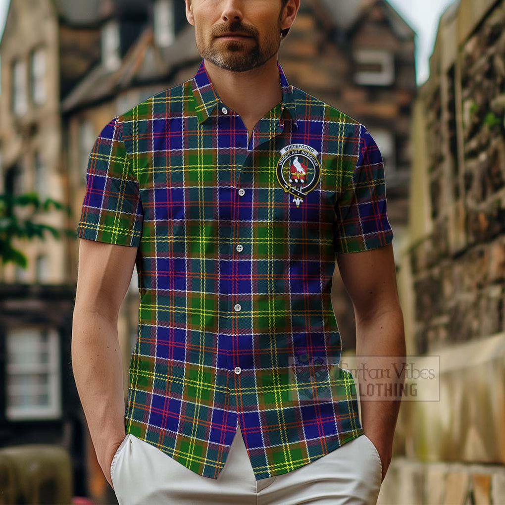 Whitefoord Tartan Hawaiian Shirt with Family Crest Celtic Skull Style - Tartan Vibes Clothing