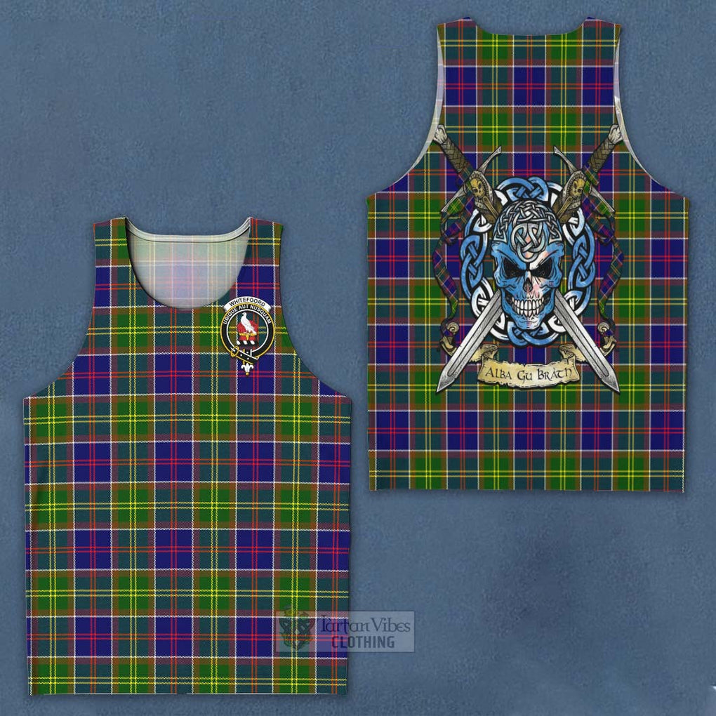 Whitefoord Tartan Men's Tank Top with Family Crest Celtic Skull Style - Tartan Vibes Clothing
