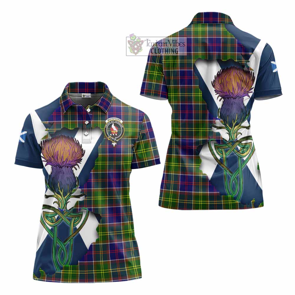Tartan Vibes Clothing Whitefoord Tartan Family Crest Women's Polo Shirt Scottish Thistle Celtic Inspired