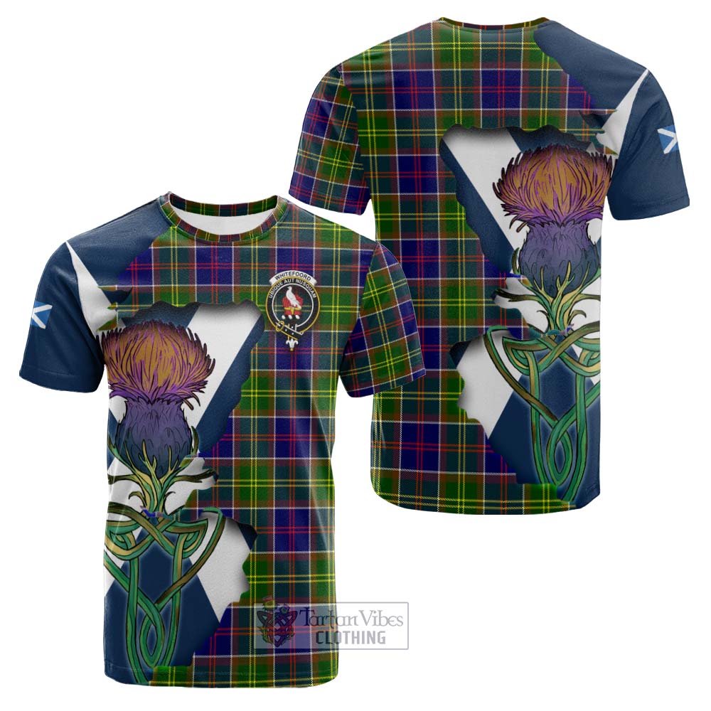 Tartan Vibes Clothing Whitefoord Tartan Family Crest Cotton T-shirt Scottish Thistle Celtic Inspired
