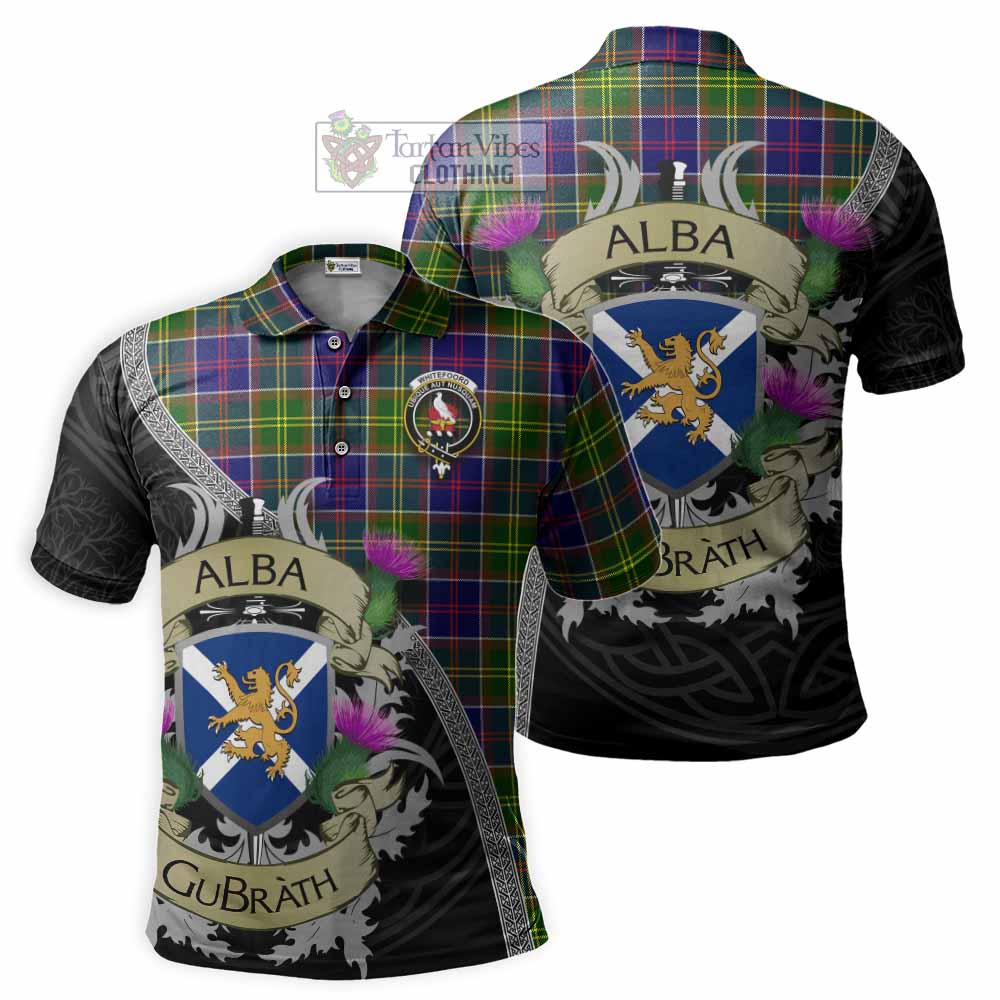 Tartan Vibes Clothing Whitefoord Tartan Family Crest Polo Shirt Lion Rampant Royal Thistle Shield Celtic Inspired