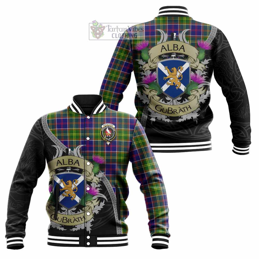 Whitefoord Tartan Family Crest Baseball Jacket Lion Rampant Royal Thistle Shield Celtic Inspired - Tartan Vibes Clothing