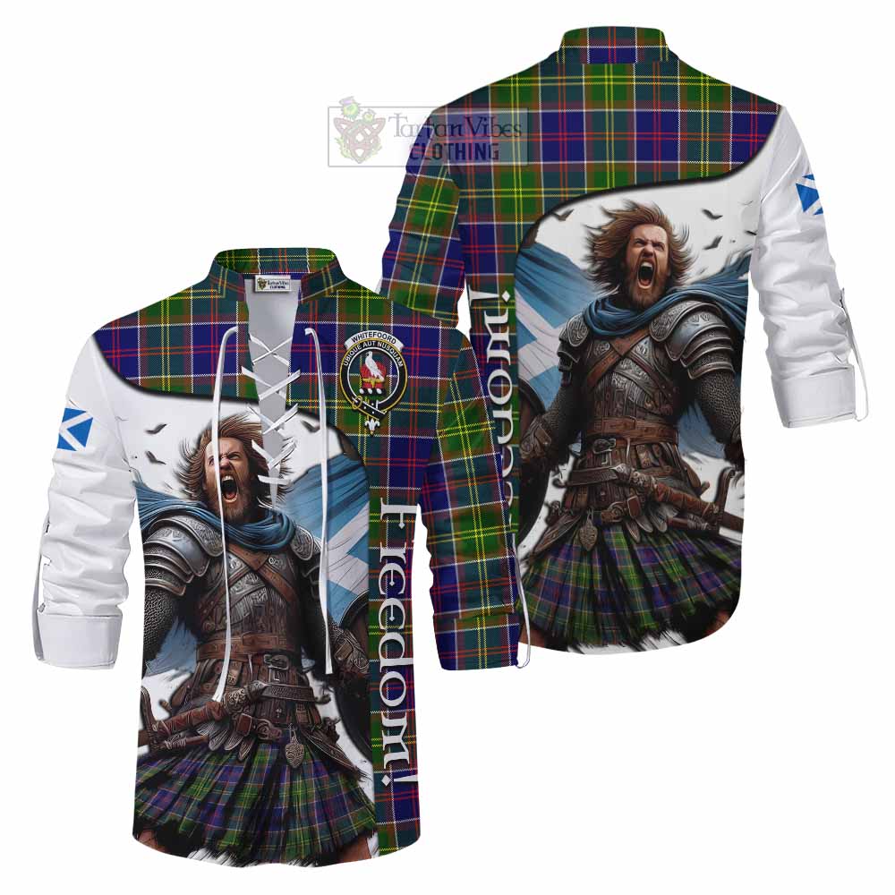 Tartan Vibes Clothing Whitefoord Crest Tartan Ghillie Kilt Shirt Inspired by the Freedom of Scottish Warrior