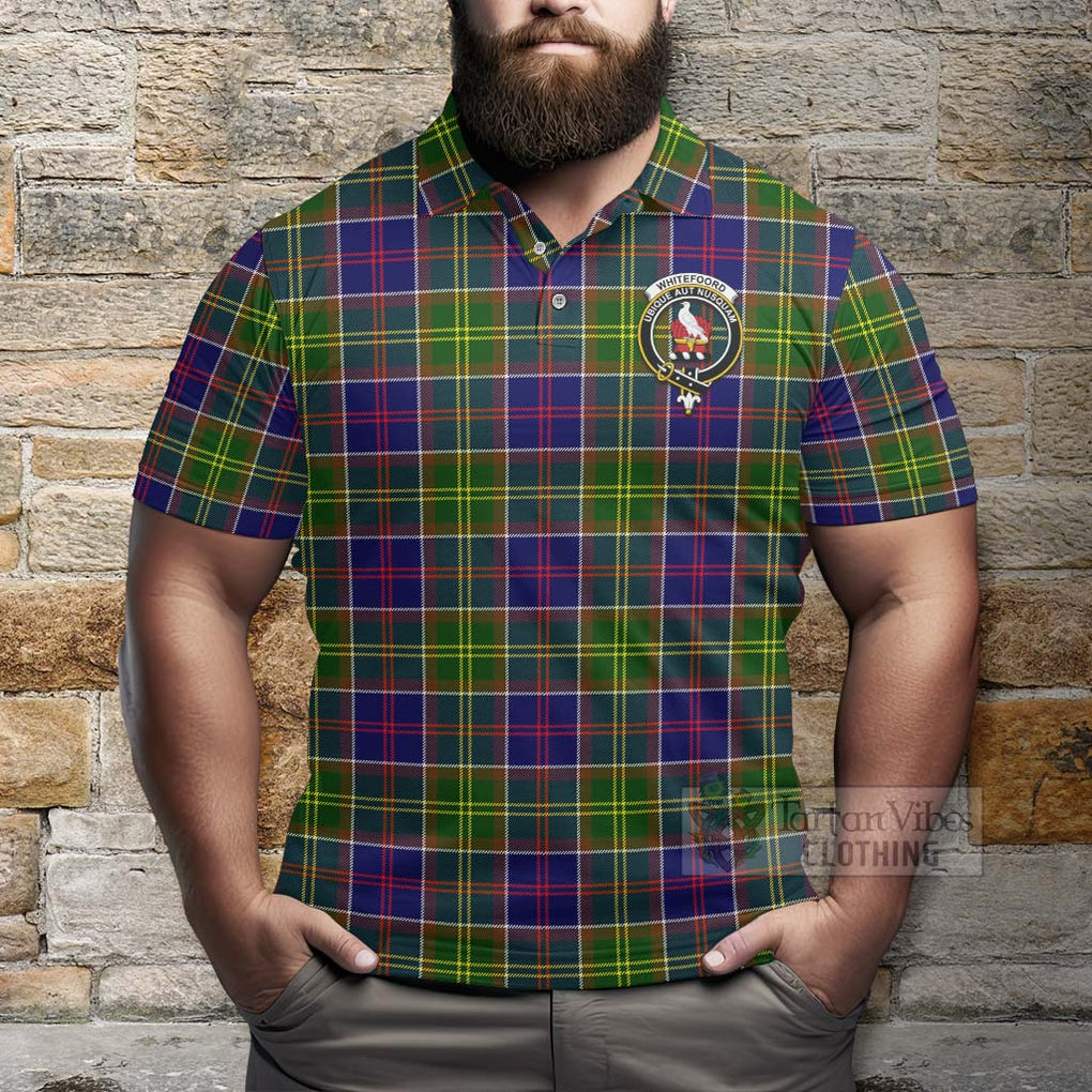 Whitefoord Tartan Polo Shirt with Family Crest Celtic Skull Style - Tartan Vibes Clothing