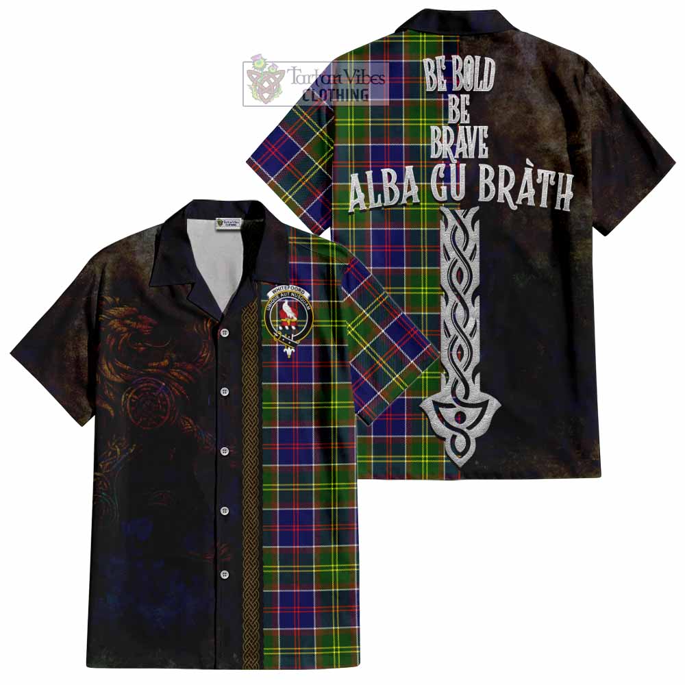 Whitefoord Tartan Family Crest Hawaiian Shirt Alba Gu Brath Be Brave Lion Ancient Style - Tartan Vibes Clothing