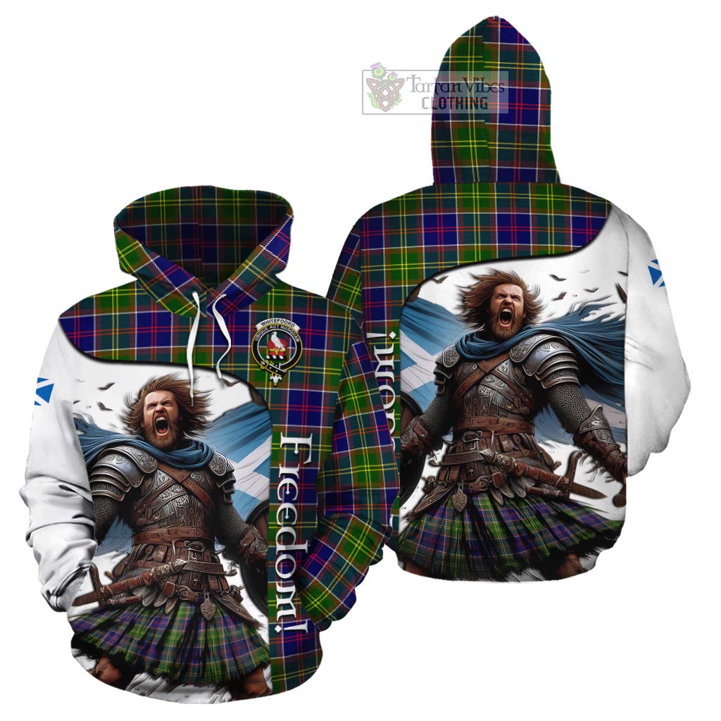 Tartan Vibes Clothing Whitefoord Crest Tartan Cotton Hoodie Inspired by the Freedom of Scottish Warrior