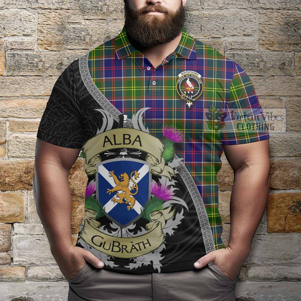 Tartan Vibes Clothing Whitefoord Tartan Family Crest Polo Shirt Lion Rampant Royal Thistle Shield Celtic Inspired