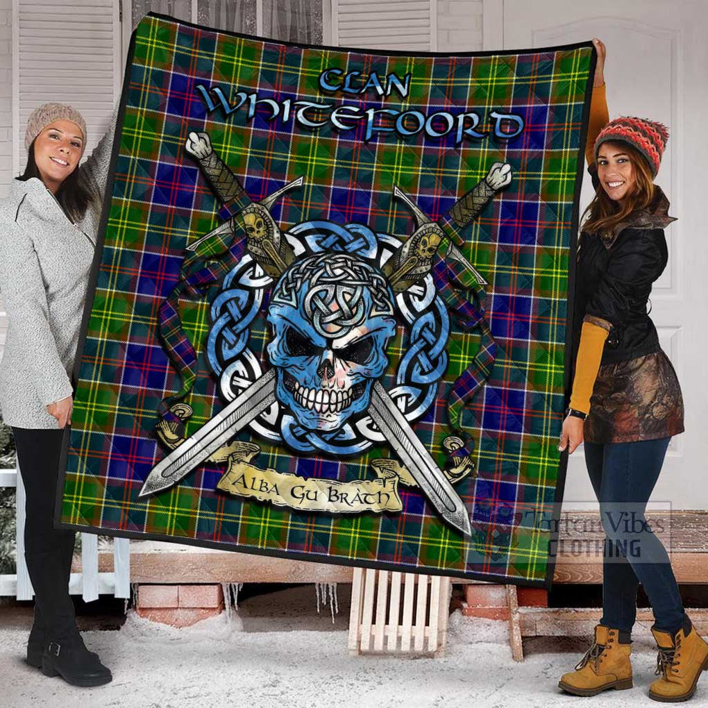 Whitefoord Tartan Quilt with Celtic Skull Alba Gu Brath Style - Tartan Vibes Clothing