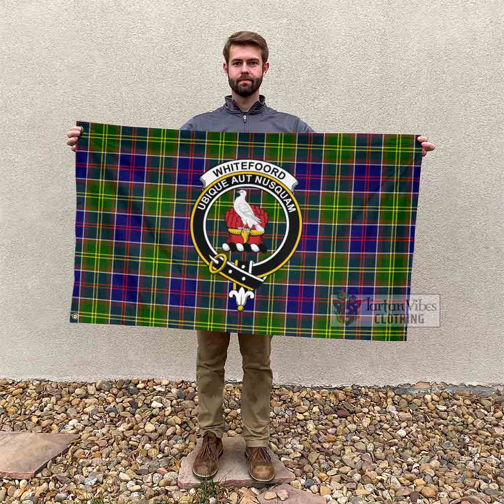 Tartan Vibes Clothing Whitefoord Tartan House Flag with Family Crest