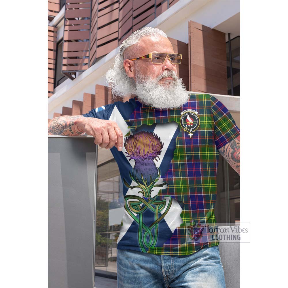 Tartan Vibes Clothing Whitefoord Tartan Family Crest Cotton T-shirt Scottish Thistle Celtic Inspired