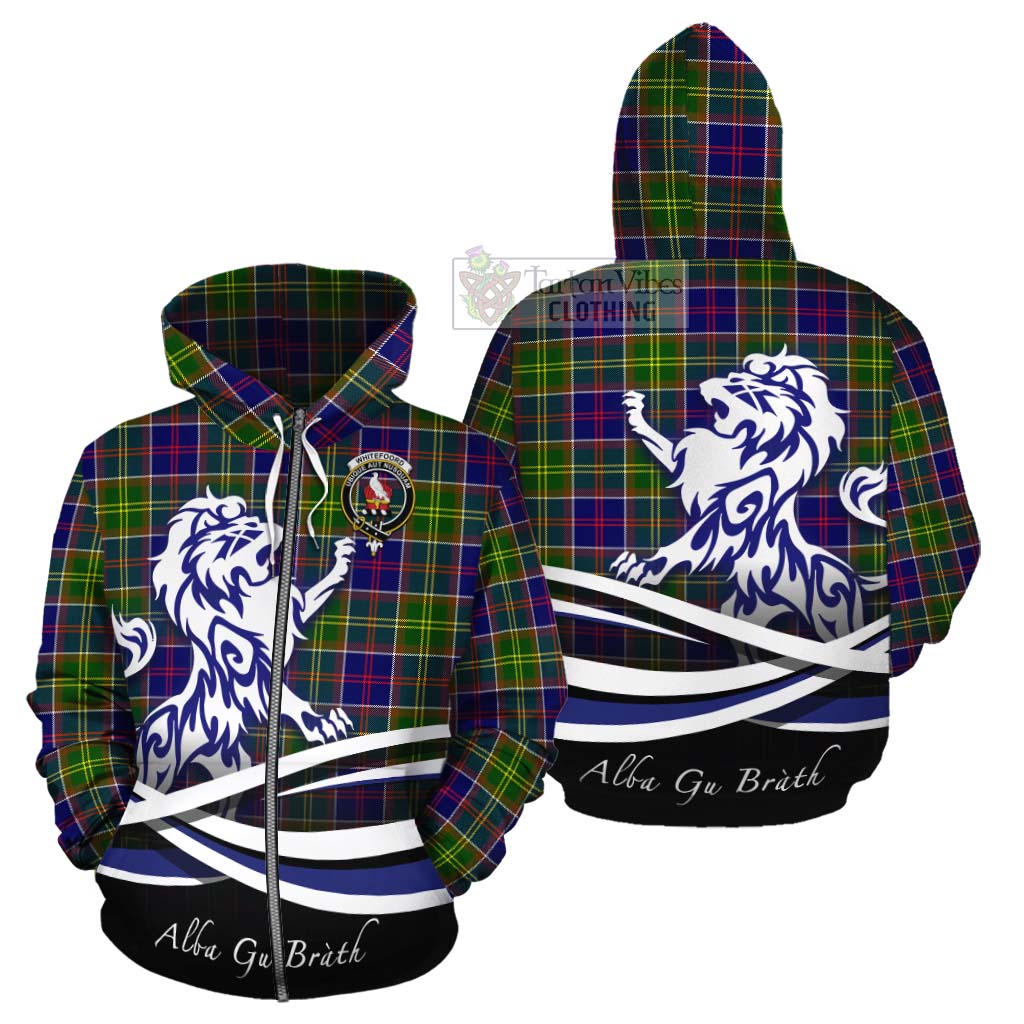 Whitefoord Tartan Cotton Hoodie with Alba Gu Brath Regal Lion Emblem - Tartan Vibes Clothing