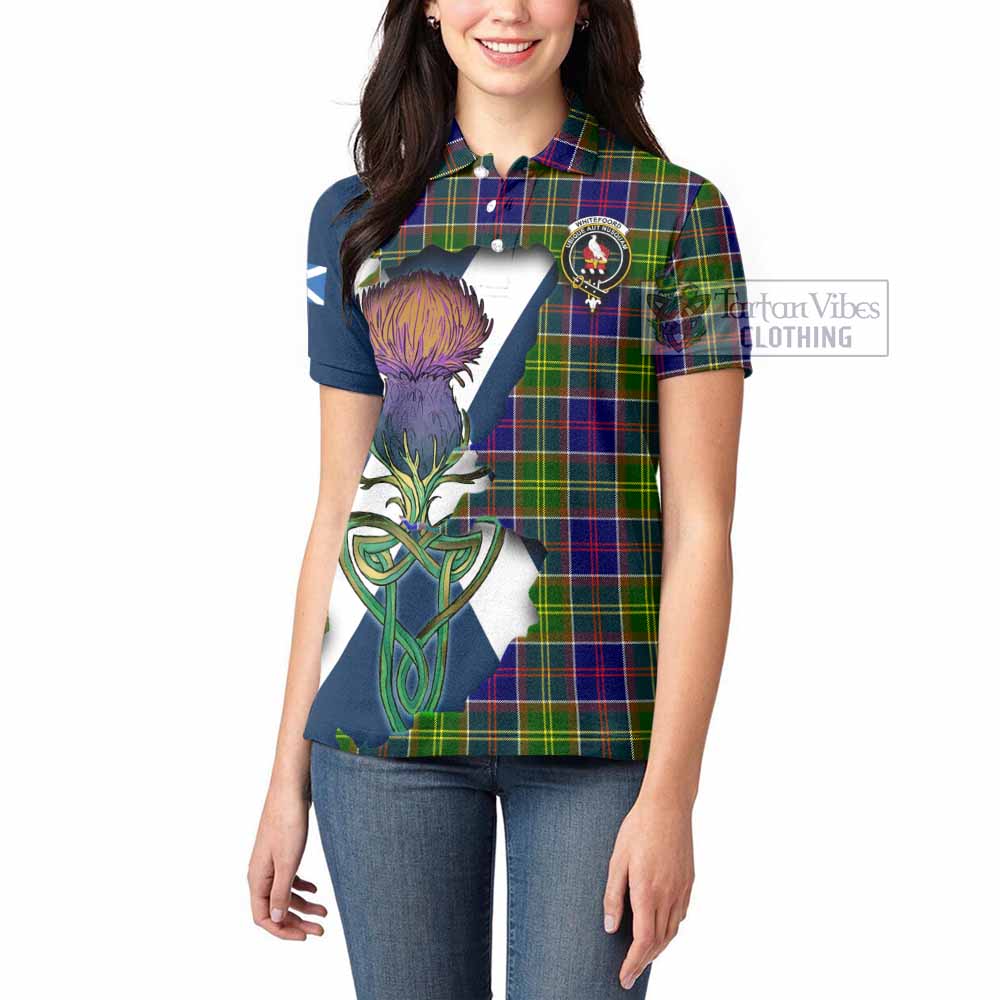 Tartan Vibes Clothing Whitefoord Tartan Family Crest Women's Polo Shirt Scottish Thistle Celtic Inspired