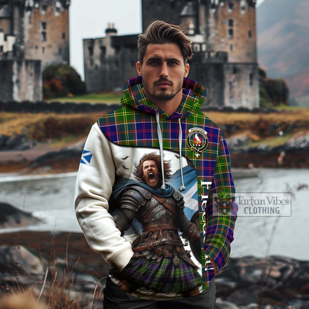 Tartan Vibes Clothing Whitefoord Crest Tartan Cotton Hoodie Inspired by the Freedom of Scottish Warrior
