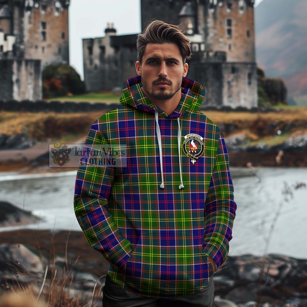 Whitefoord Tartan Cotton Hoodie with Family Crest Celtic Skull Style - Tartan Vibes Clothing