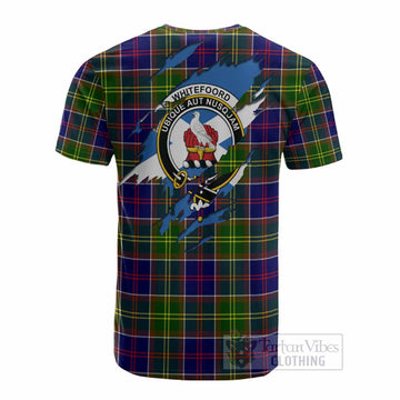 Whitefoord Clan Crest In Me Tartan Cotton T-shirt Scotland Flag Style