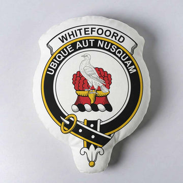 Whitefoord Clan Crest Shaped Throw Pillow, Scottish Clan Badge Decorative Pillow