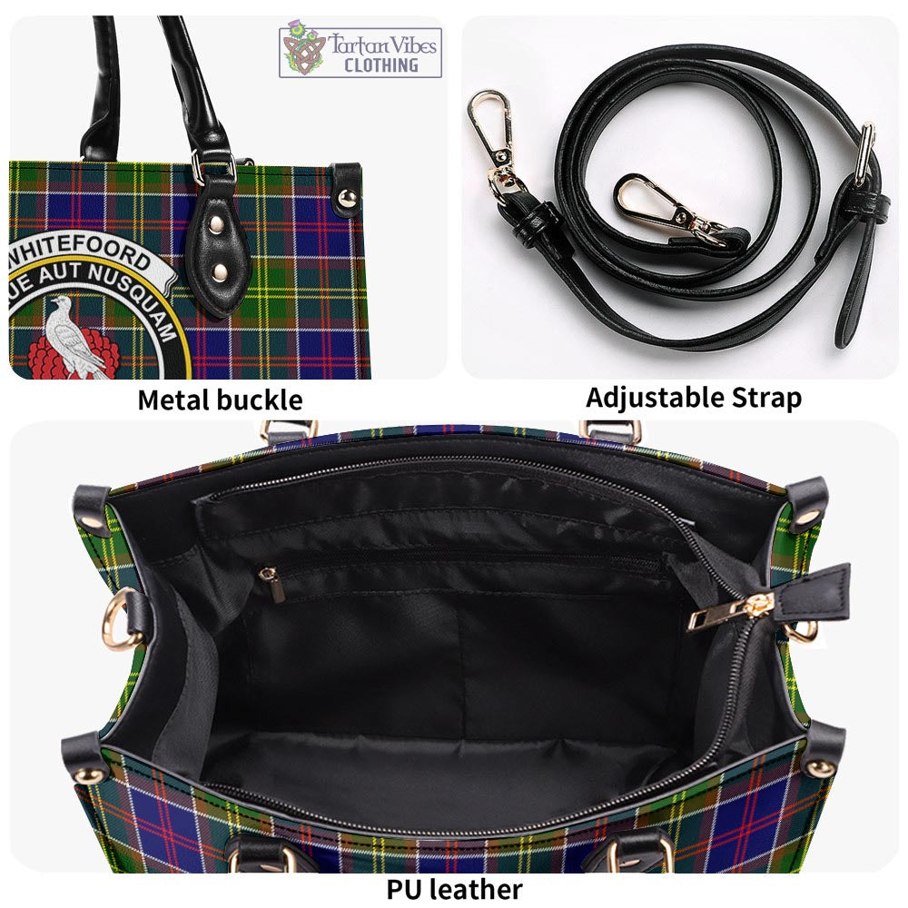 Whitefoord Tartan Luxury Leather Handbags with Family Crest - Tartan Vibes Clothing
