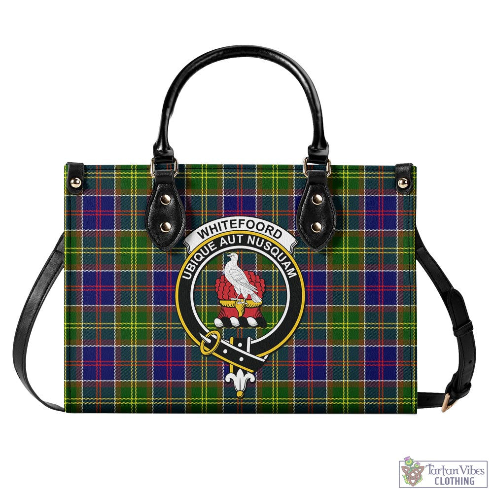 Whitefoord Tartan Luxury Leather Handbags with Family Crest - Tartan Vibes Clothing