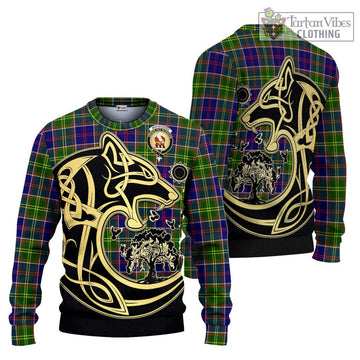 Whitefoord Tartan Ugly Sweater with Family Crest Celtic Wolf Style Unisex - Tartan Vibes Clothing
