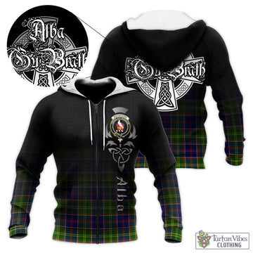 Whitefoord Modern Tartan Knitted Hoodie Featuring Alba Gu Brath Family Crest Celtic Inspired