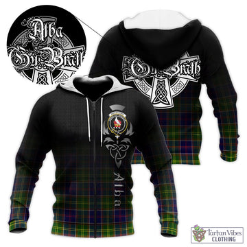 Whitefoord Tartan Knitted Hoodie Featuring Alba Gu Brath Family Crest Celtic Inspired Unisex - Tartan Vibes Clothing