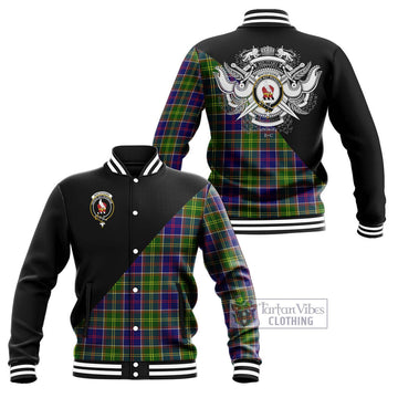 Whitefoord Tartan Baseball Jacket with Family Crest and Military Logo Style Unisex - Tartan Vibes Clothing