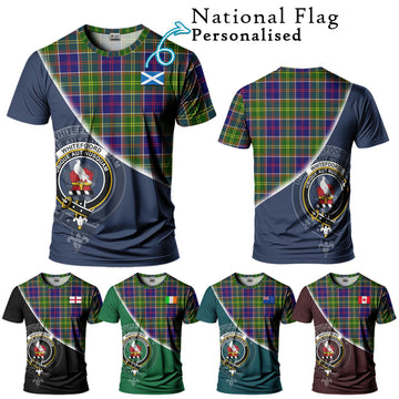 Whitefoord Tartan T-Shirt with Personalised National Flag and Family Crest Half Style Kid's Shirt - Tartan Vibes Clothing