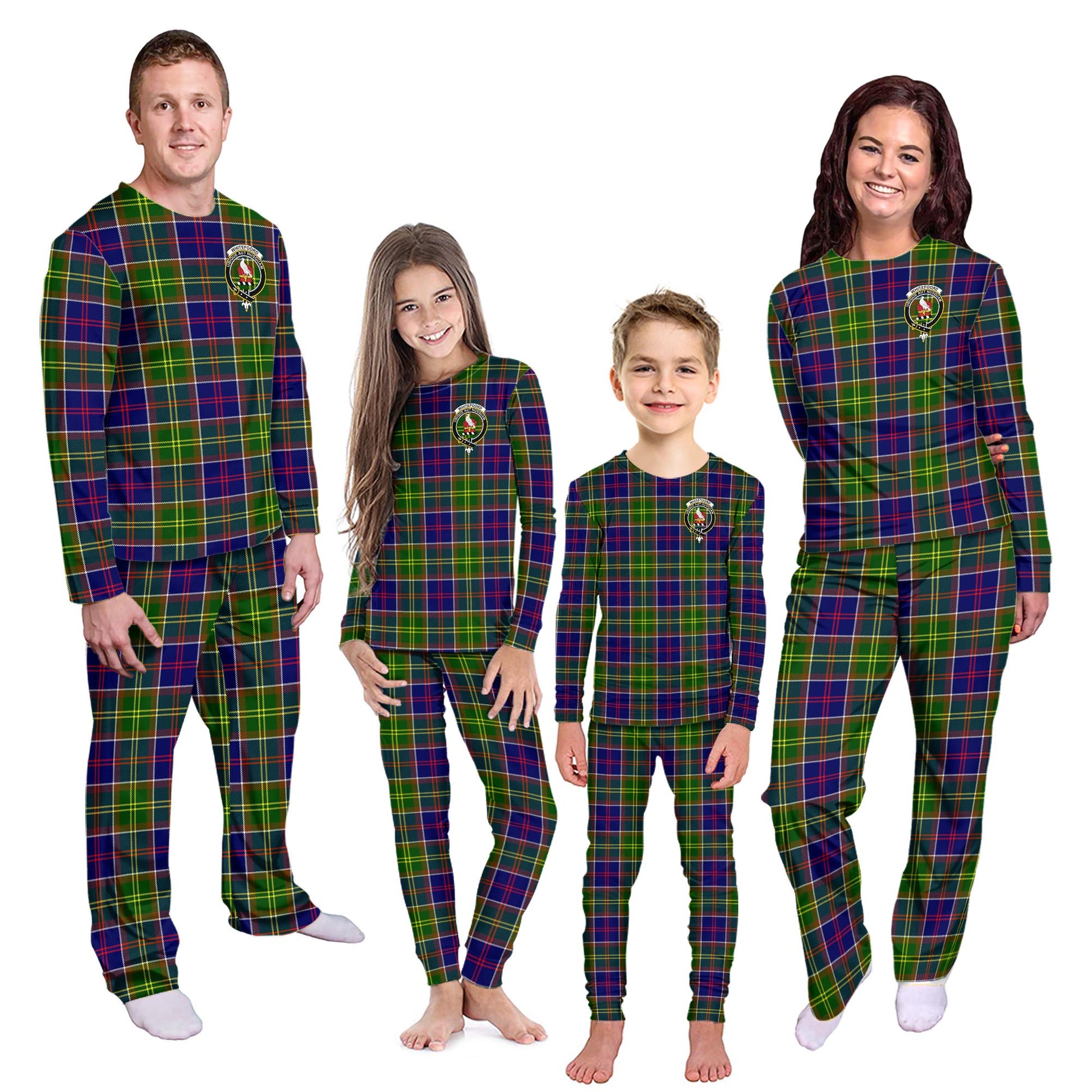 Whitefoord Tartan Pajamas Family Set with Family Crest Kid - Tartan Vibes Clothing