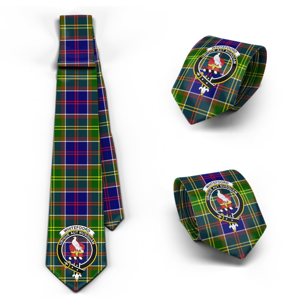Whitefoord Tartan Classic Necktie with Family Crest Necktie One Size - Tartan Vibes Clothing