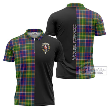 Whitefoord Tartan Zipper Polo Shirt with Family Crest and Half Of Me Style Unisex - Tartan Vibes Clothing