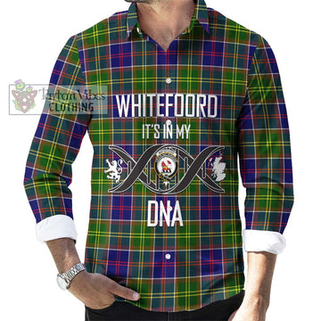 Whitefoord Tartan Long Sleeve Button Shirt with Family Crest DNA In Me Style Men's Shirt S - Tartanvibesclothing Shop
